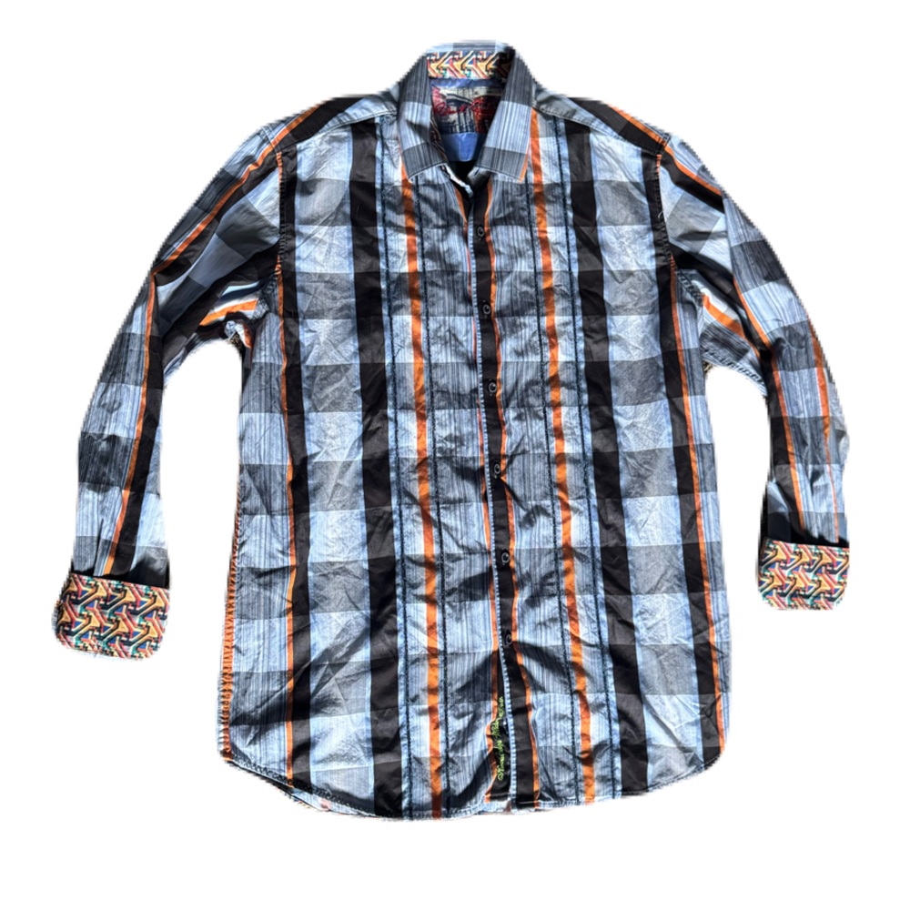 Robert Graham Medium White Purple Cotton Long Sleeve Shirt
